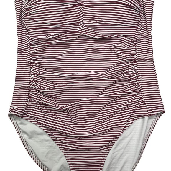 Niptuck Swim 12 Red White Striped One Piece Swim Suit Swim Wear Bathing Suit - Picture 3 of 12